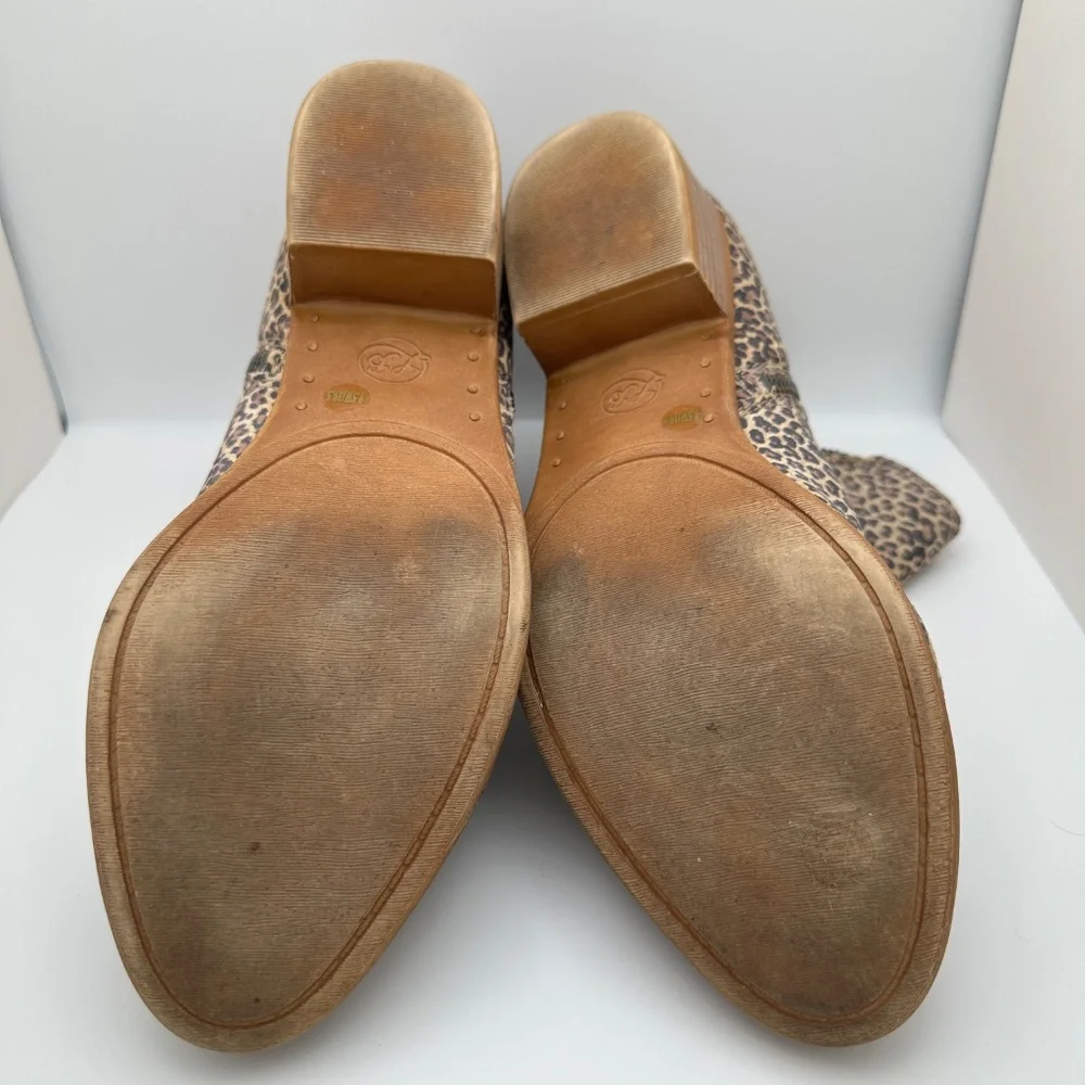 Lucky Brand Leather Cheetah Print Booties Size 9.5